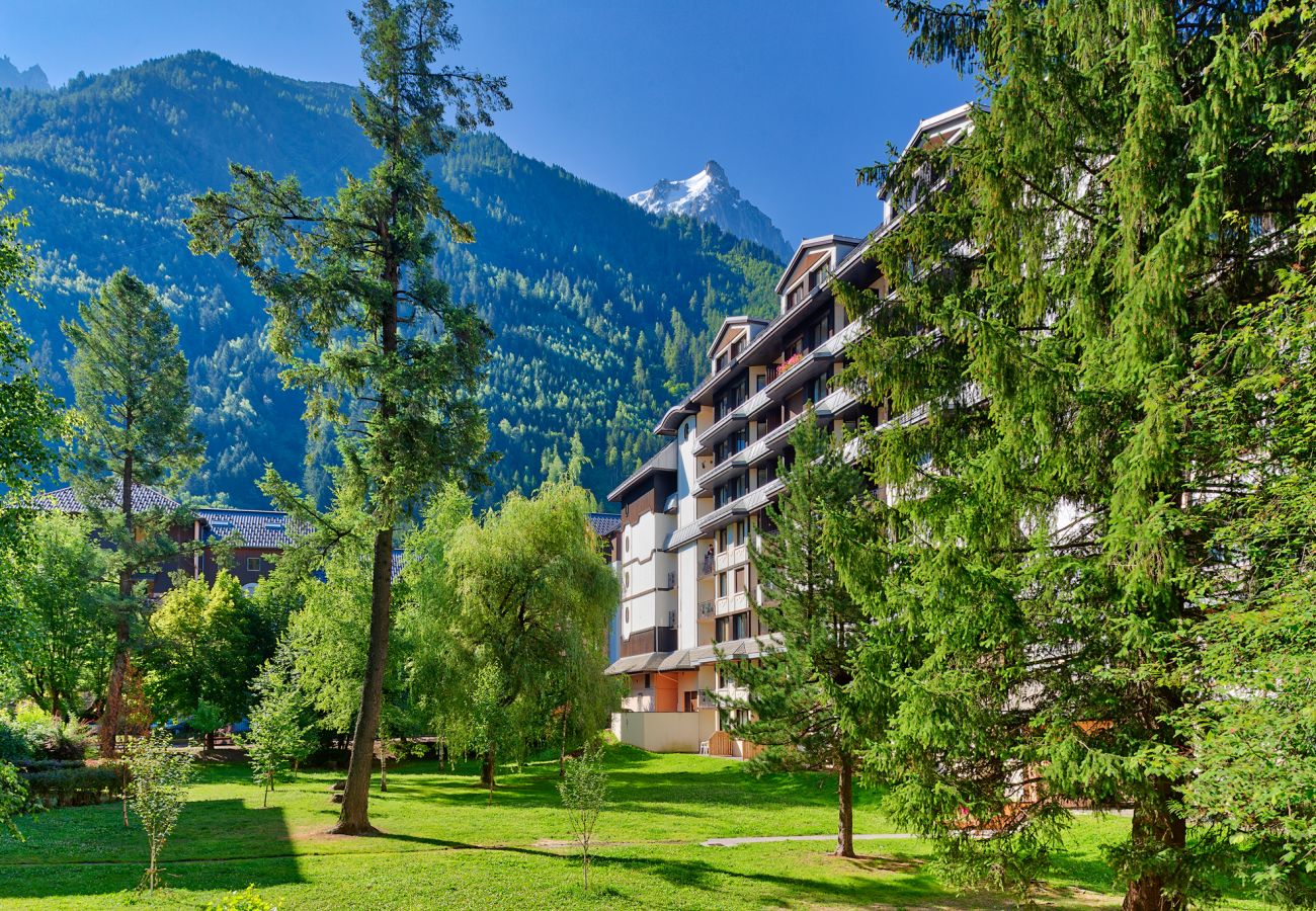 Chamois Blanc building and Aiguille du Midi views Stunning views of apartment building and surround mountains