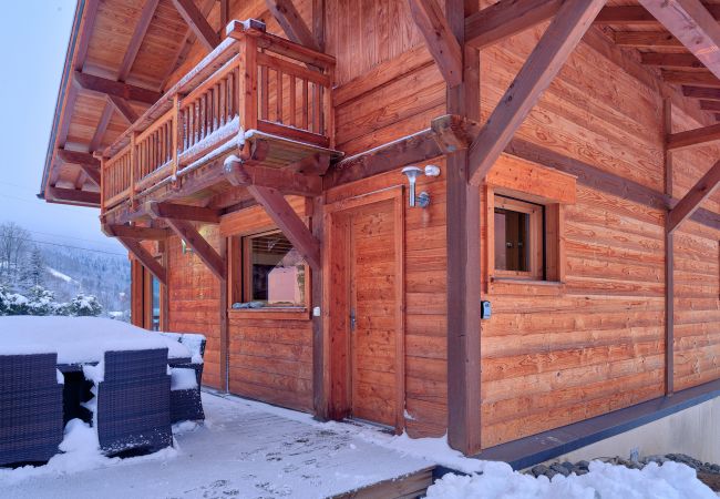 Luxury chalet les Houches Outdoor seating and terrace area and balcony