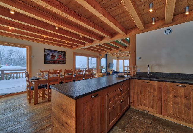 Chalet les Houches kitchen area Fully equipped kitchen space
