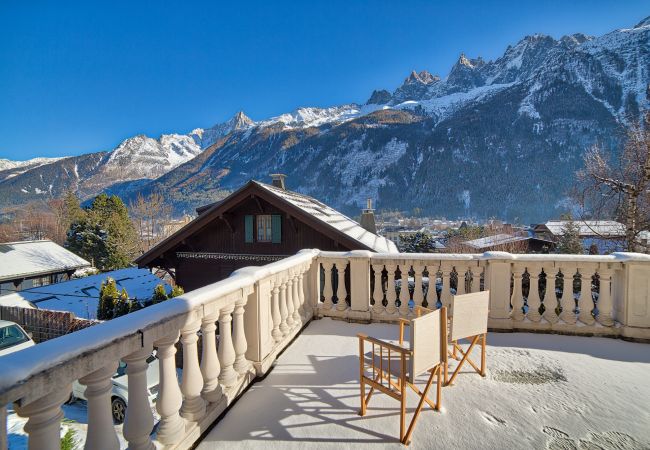 Chamonix apartment large terrace Stunning winter views from the apartment balcony