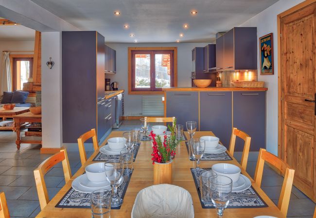 Les Houches chalet dining area Modern dining and kitchen area