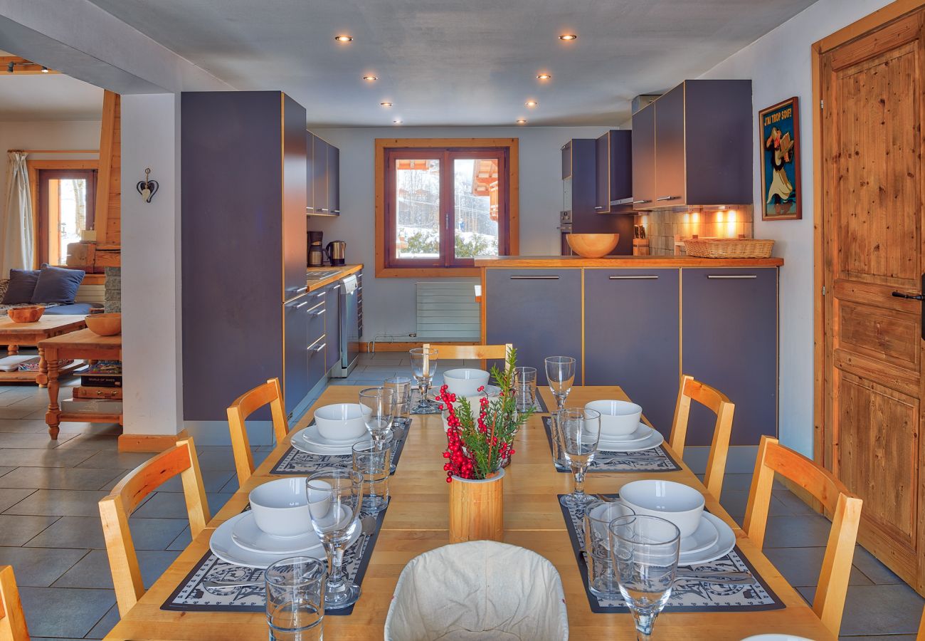 Les Houches chalet dining area Modern dining and kitchen area