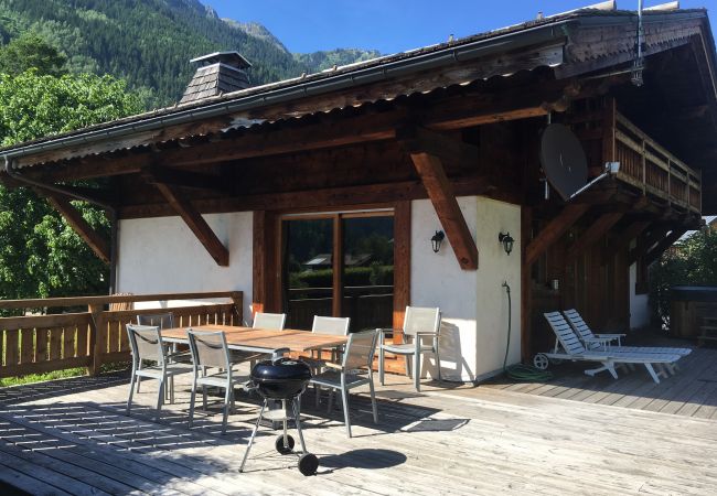 Chamonix chalet terrace area Spacious terrace with outdoor seating